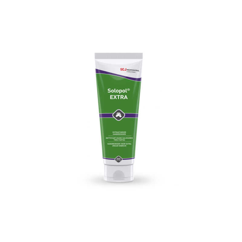 Limpador de mãos para graxa extrema Solopol® EXTRA em tubo de 250 ml, ideal para uso profissional.